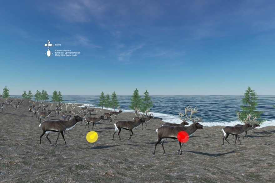 download AI Caribou walking across a computer simulated landscape